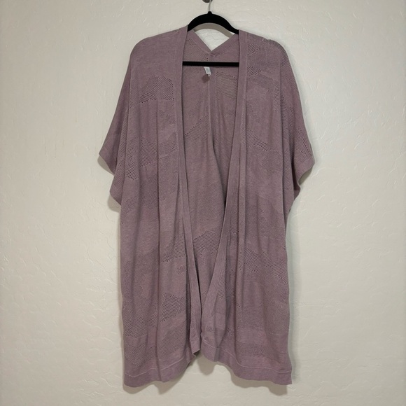 Lululemon Find Your Light Wrap Heathered Mauve Open Front Mesh Kimono Cardigan - Picture 9 of 15